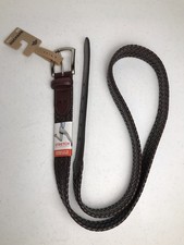 Dockers Stretch Men  s Weaved Braided Leather Belt Size 44 Brown Silver Hardware