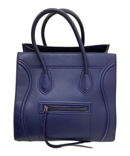 Celine Luggage Phantom Navy Leather Tote Bag Large Zip Top Women Dust Bag