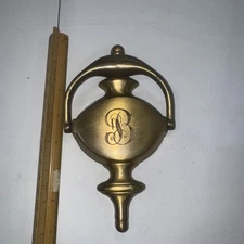 Vintage Traditional Engraved “B” Large Brass Door Knocker  7” x 4” Heavy