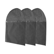 Dustproof Bottom Opening Garment Bag 23.62"x17.72" Black 3 Pcs