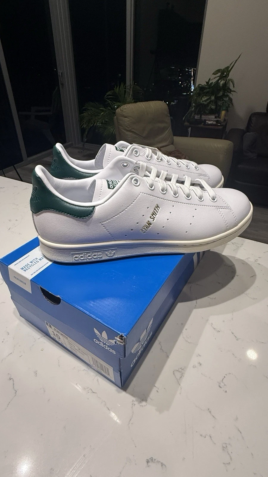 adidas Stan Smith Originals Men's Cloud White/Mineral Green Sneakers Size US 10