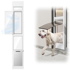 Sliding Glass Door Dog Door Insert Adjustable 75.6  80" Screened Large White