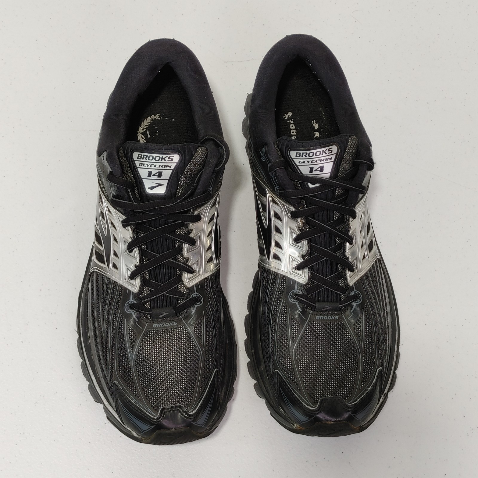 SAOLA Brooks Glycerin 14 scarpa da corsa atletica uomo taglia 12 1102361 nero argento