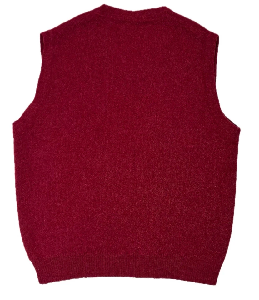 Chaleco Suéter Para Hombres De Colección George Howard Rojo Alpaca Mediano Preppy Lujo Abuelo Foto 4 de 4