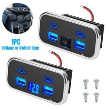 RV USB Outlet Panel 12V/24V Dual USB-A USB-C Fast Charging for Car Boat Truck