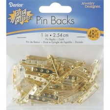 Pin Backs 1" 48/Pkg Gold
