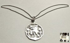 Seltener großer Jugendstil Anhänger Kette Collier 800er Silber Z53