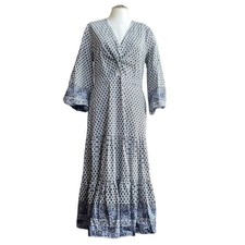 Veronica Beard Women's Dinia Dress Maxi Long Sleeve Off White Multi Size 10