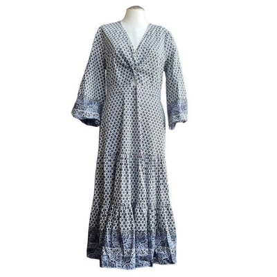 Veronica Beard Women's Dinia Dress Maxi Long Sleeve Off White Multi Size 10
