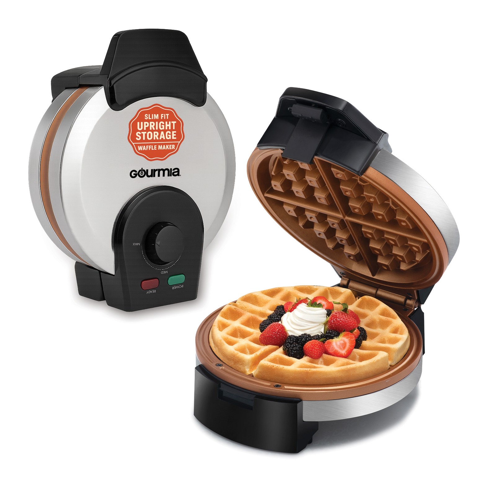 Gourmia Belgian Waffle Maker Ceramic Nonstick and Adjustable