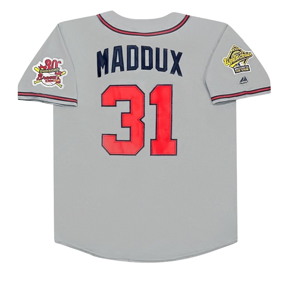 Greg Maddux Atlanta Braves 1995 World Series Grey Road Jersey Men's Large