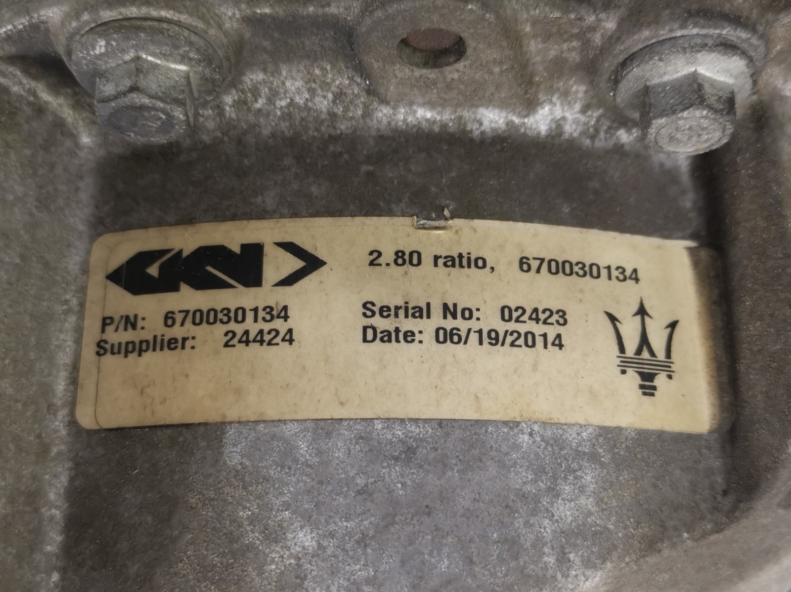 Maserati Ghibli S Q4 2015 3.0L Rear Differential Diff Axle Carrier 670030134 OEM