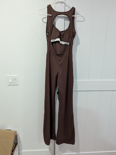 Jumpsuit Bodysuit Stretch Leotard Yoga Long Pants Brown NWOT Large - Picture 16 of 16