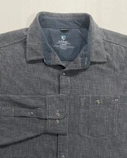Men's Kuhl Long Sleeve Shirt Size L Button Down Woven Chest Pocket Blue