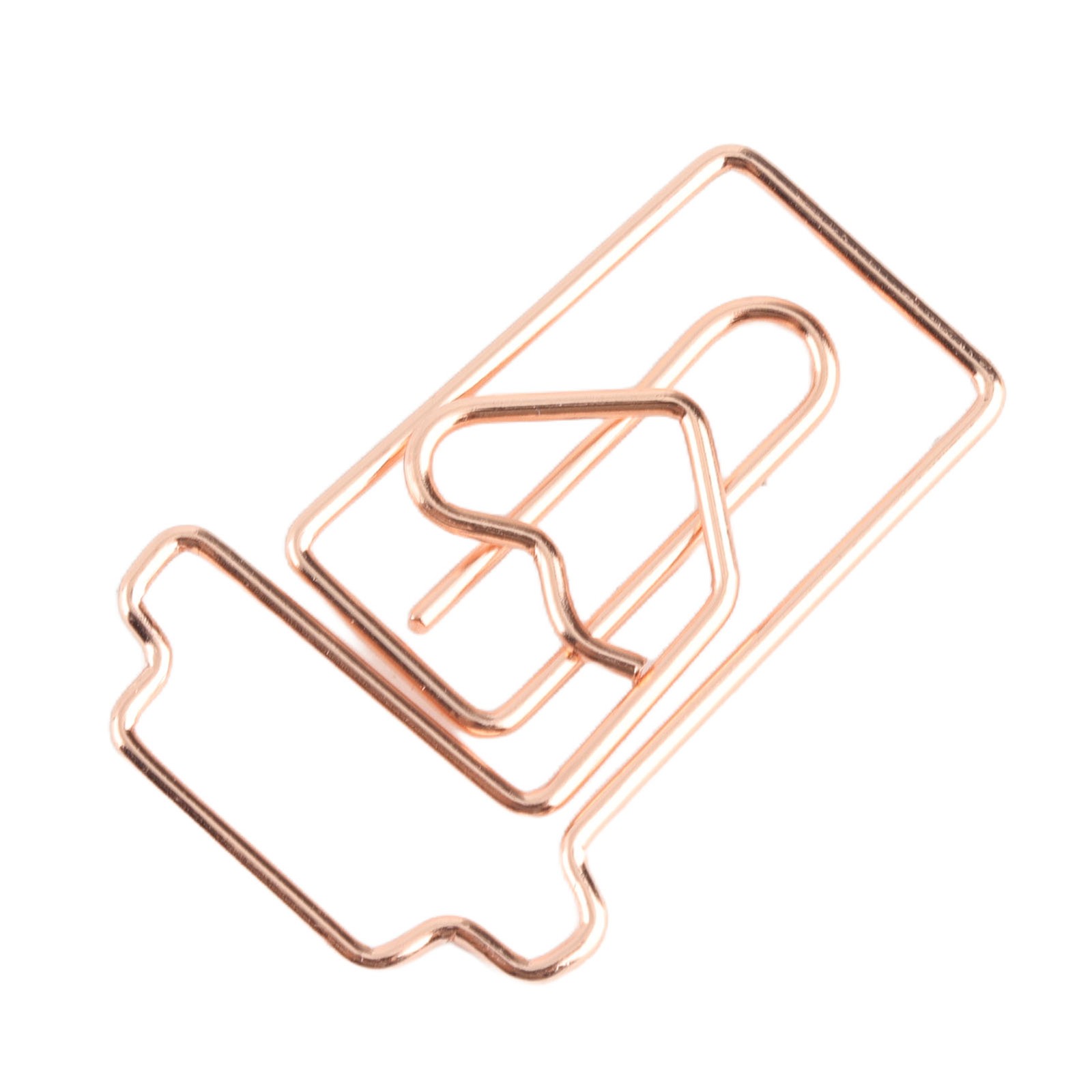 12Pcs/box Rose Gold Color Metal Electroplating Paper Clips Funny Bookmark