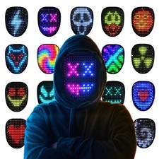 Interactive LED Mask with Gesture Control , 50 Light Patterns , Rechargeable Fun