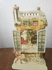 Vintage 1988 Merrimack Christmas Pop up 3D Card Unused Santa Father Christmas