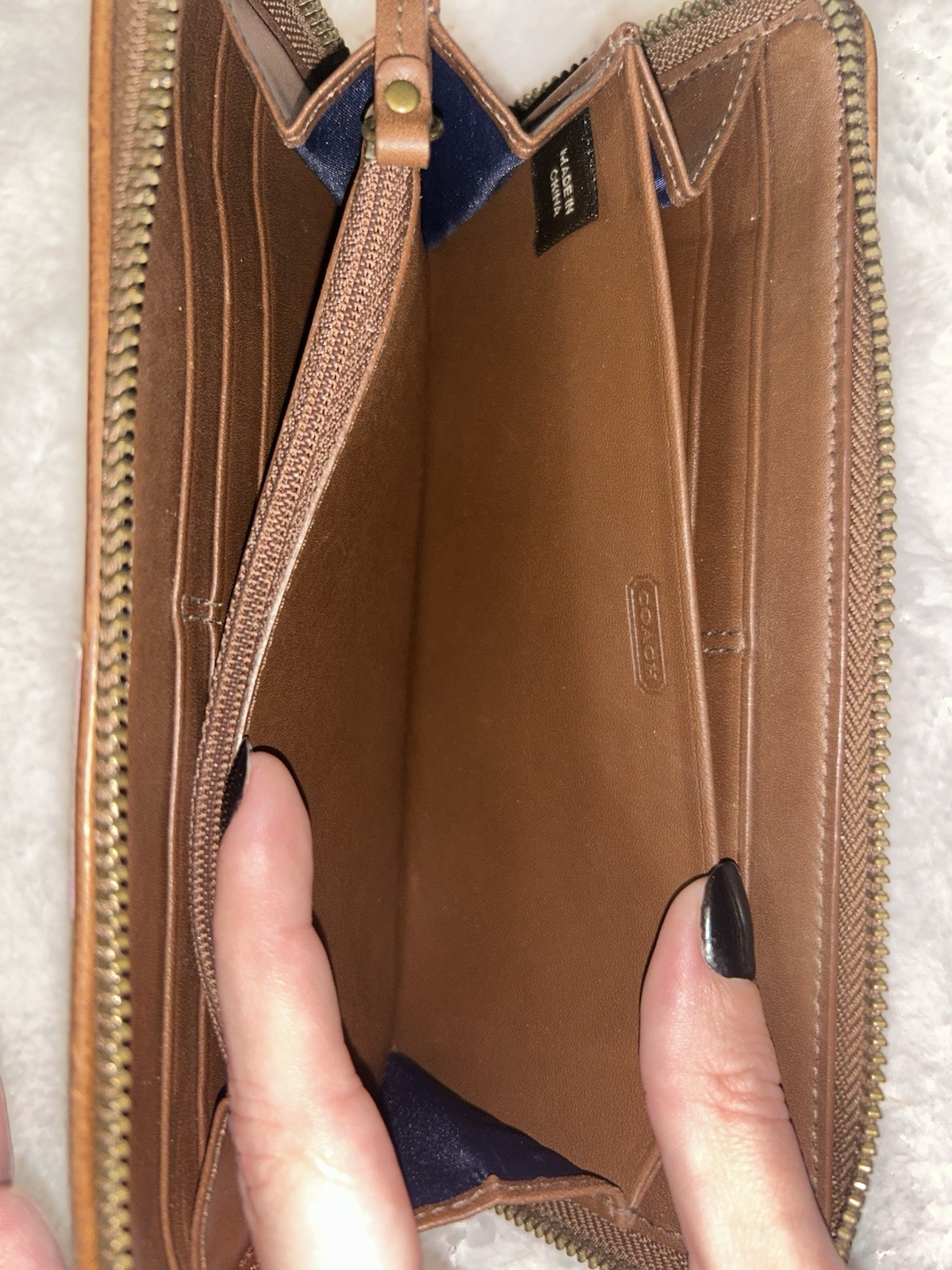 Coach Indigo Denim Patchwork Large Accordion Zip … - image 8