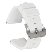 Silicone Watch Bands 24mm Soft Watch Band with Silver Buckle, White