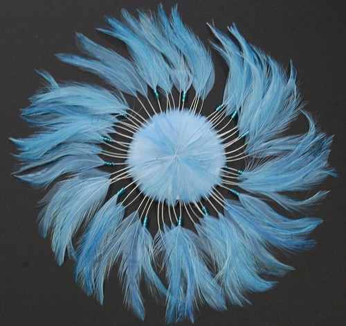 1 Piece FULL FEATHER PINWHEEL - SKY BLUE Hackle Feathers; Headbands/Beads/Hats - Picture 1 of 2