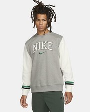 Image of Nike Mens Small Retro Fleece Sweatshirt Pullover  Activewear Sportswear Crew Top