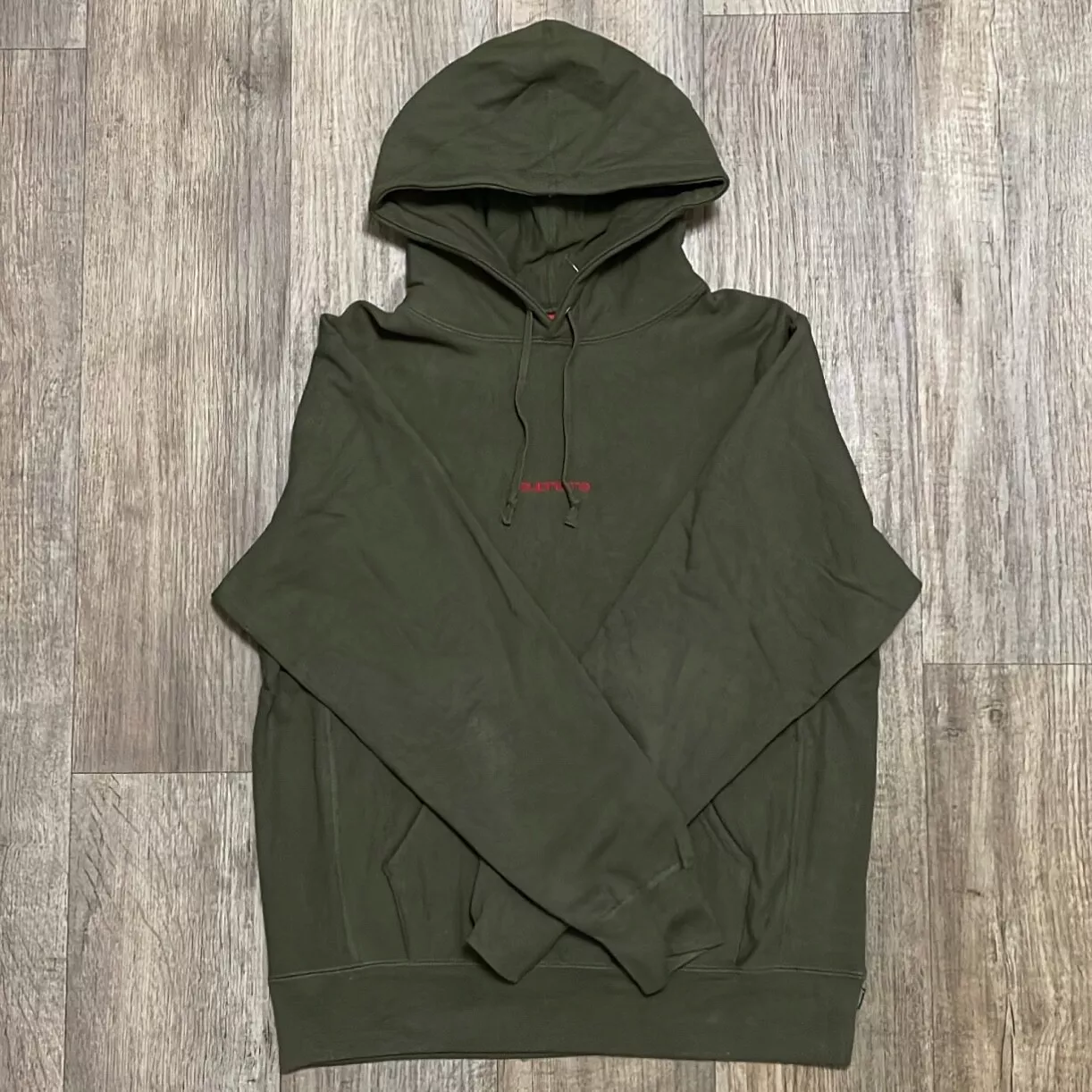Sweat à capuche Supreme Compact Logo (taille L) Olive foncée