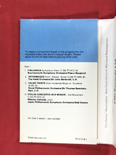 Your Kind Of Sibelius Audio Cassette EMI Records - Picture 3 of 6