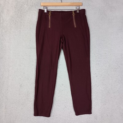 Alvin Valley Leggings Women's 8 Maroon Pull-On Gold Zip Stretch Activewear Pants