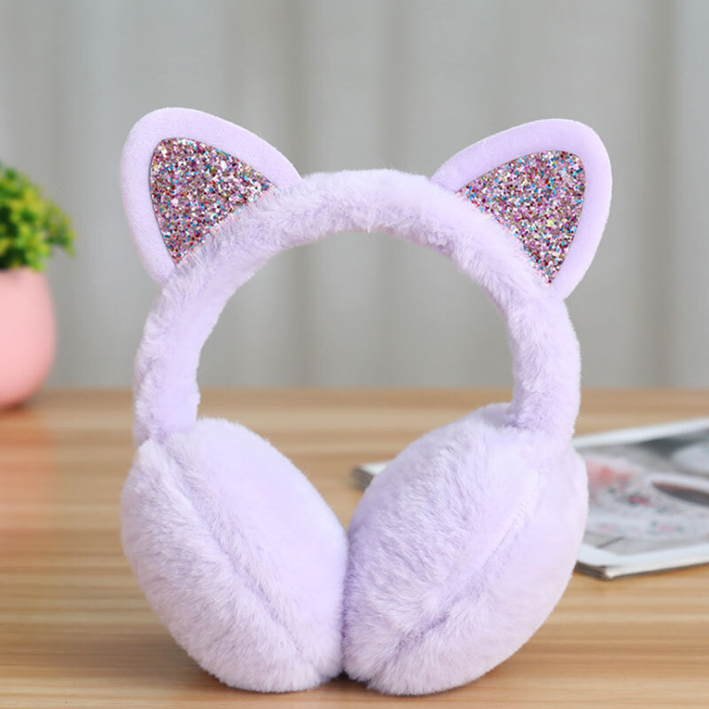 Women Kid Warm Ear Muffs Lovely Earmuffs Cute Shinny Cat Ear
