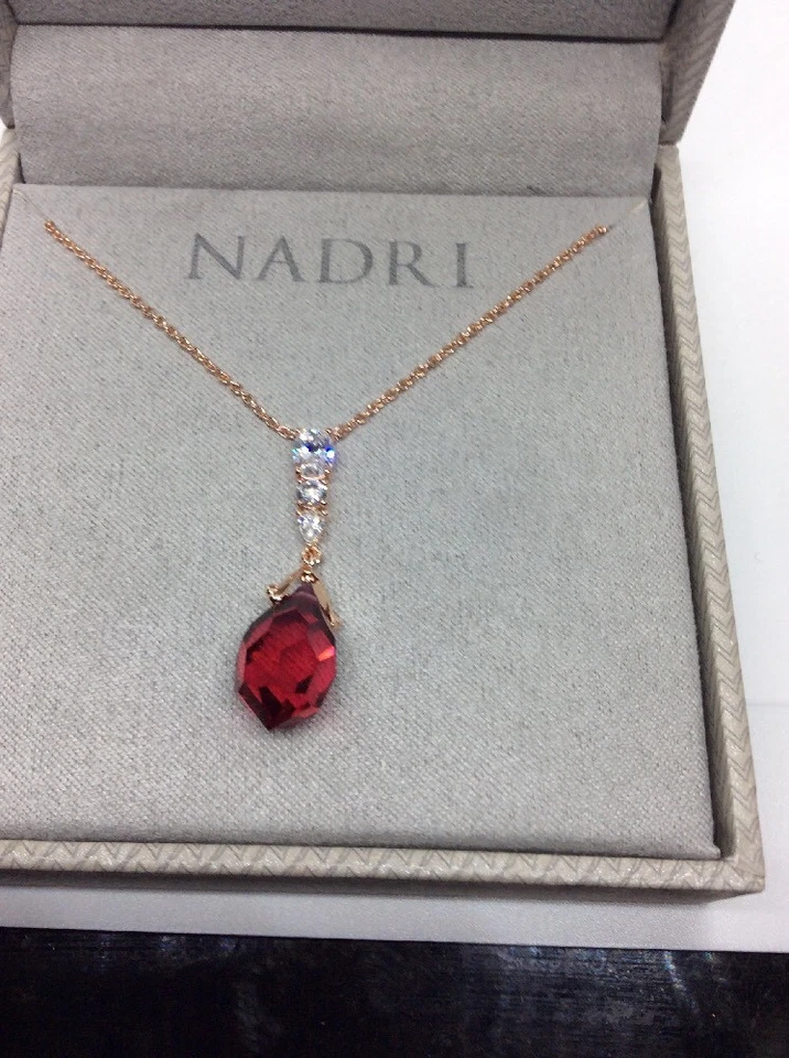 $68  Nadri Gifting Briolette red crystal  rose gold necklace ND7 - Image 4 of 4