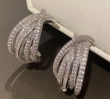 Sterling Silver White Sapphire Multi Layer Drop Earrings