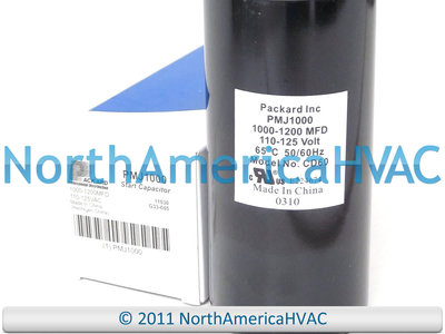 Motor Start Capacitor 1000-1200 MFD 110-125 V  Fits Packard PMJ1000 TMJ1000