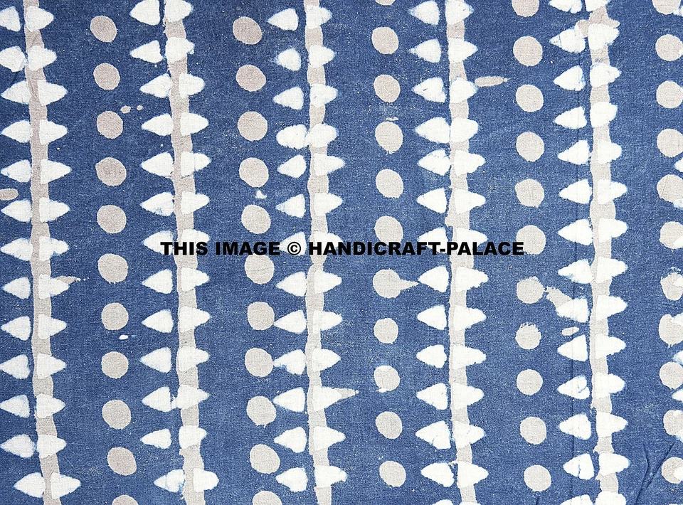 3 Yard Hand Block Print Handmade Cotton Indian Natural Sanganeri Print Fabric - Image 3 of 3