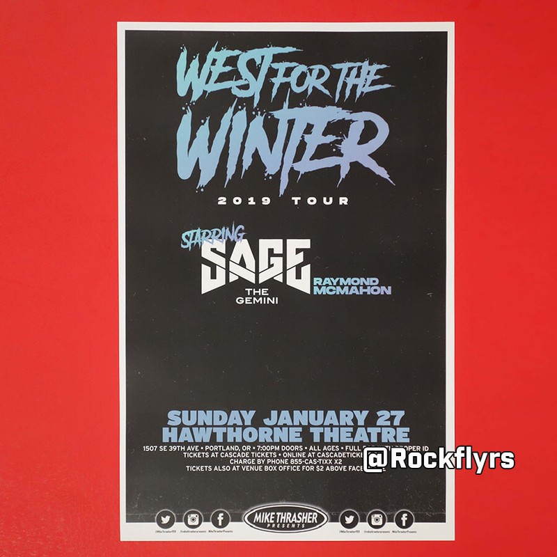 SAGE THE GEMINI 2019 Concert Promo 11x17 Street Poster. Portland Oregon.