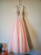 Used Prom dress size 4, by Tiffany Designs, ivory/blush color.