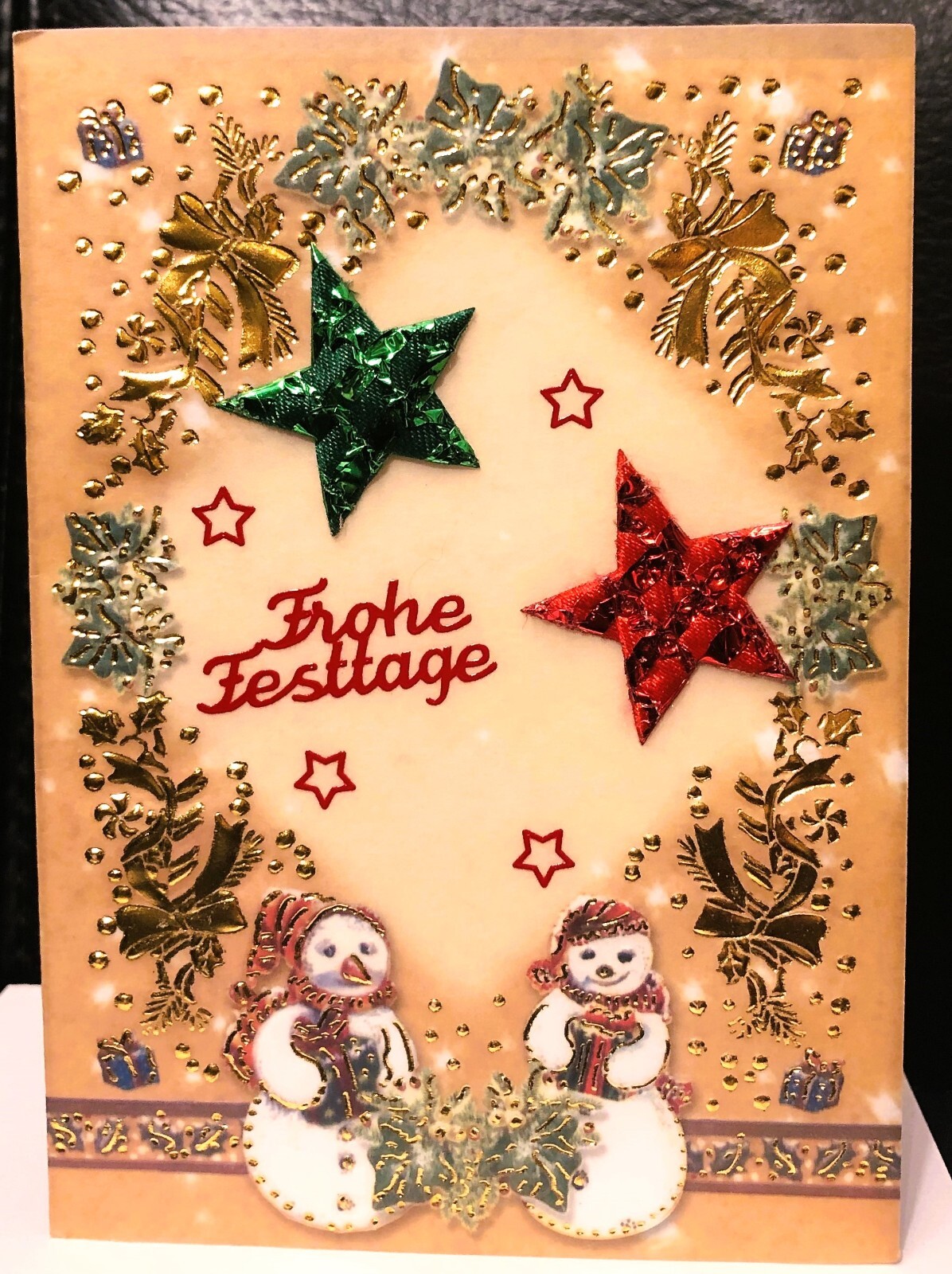 handgefertigte Weihnachtskarte Weihnachten Sterne Handarbeit