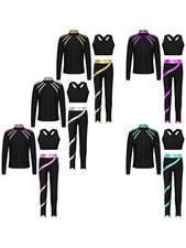 Kids Girls Set Teens Outfits Gymnastics Tracksuit Workout Uniforms Junior 3PCS