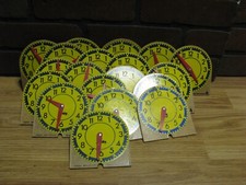 Lot of 19 Judy Instructo Educational Original Wood Mini Clocks 209041 No Stands