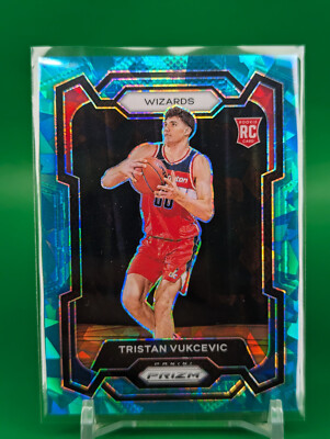 Tristan Vukcevic /225 Rookie 2023-24 Panini Prizm Teal Ice SP #126 Wizards RC