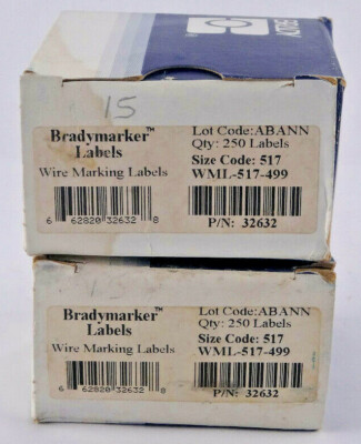 2 Boxes - Brady WML-517-419 Wire Marking Labels 250x2 32632 White *BOX DAMAGE* 
