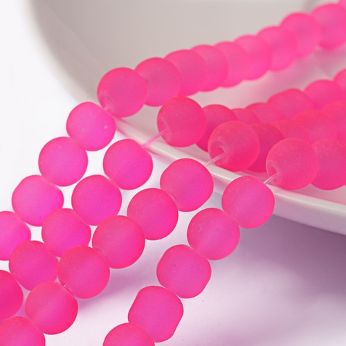 1Strand Transparent Glass Beads Frosted Round Mutli-Color for Jewelry Making - Picture 57 of 80