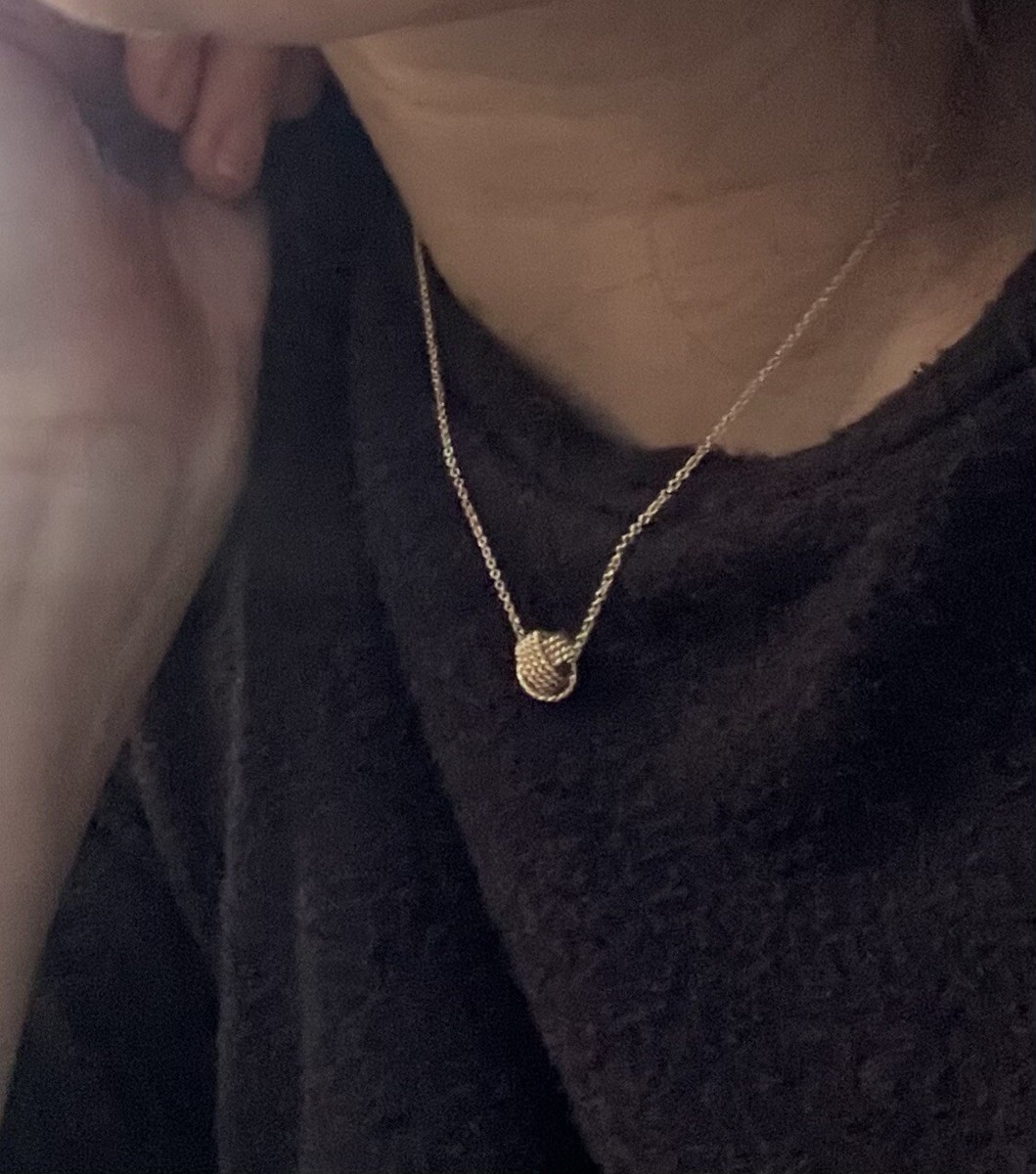 Tiffany & Co 18k Gold Mesh Twist knot Bead Ball 10mm Necklace 16