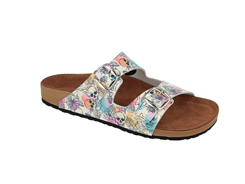 Klogga Sandals Handmade for women patent leather slippers print skulls cranes - Picture 18 of 23