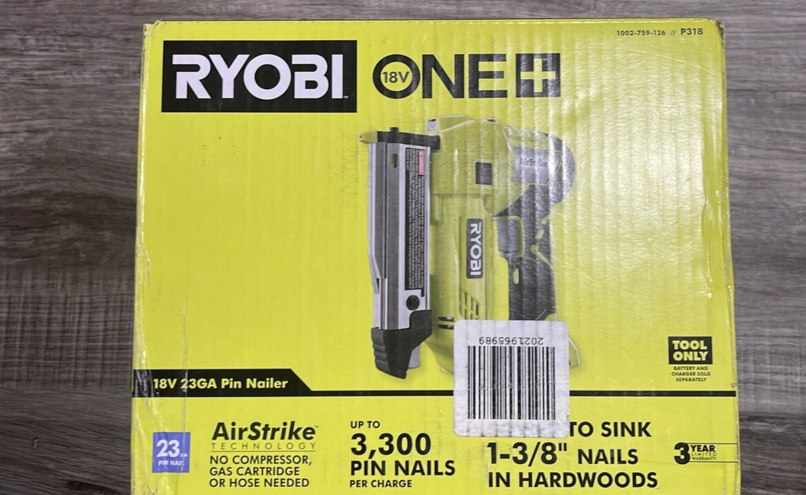 Air Nailer RYOBI ONE+ 18V P318 Cordless AirStrike 23-Gauge 1-3/8