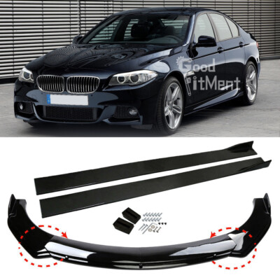Für 5er E60 E61 F10 F11 Glänz Frontspoilerlippe Spoilerschwert + Seitenschweller