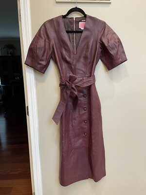 KATE SPADE NEW YORK Cherrywood Leather Tie Waist Dress, Size 4 | eBay