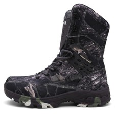 Hombres Camuflaje Botas del Ejército Impermeable Lona Combate Anticolisión Zapatos Militares