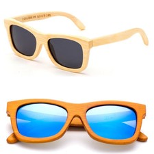Handmade Bamboo Sunglasses Anti-Glare Polarized Wooden Spring Hinges UV 100 