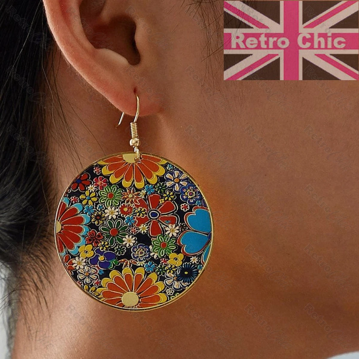7cm Gold Double Circle Hoop Earrings - Vintage 70s Style, Retro Fashion, Big Statement Hoops