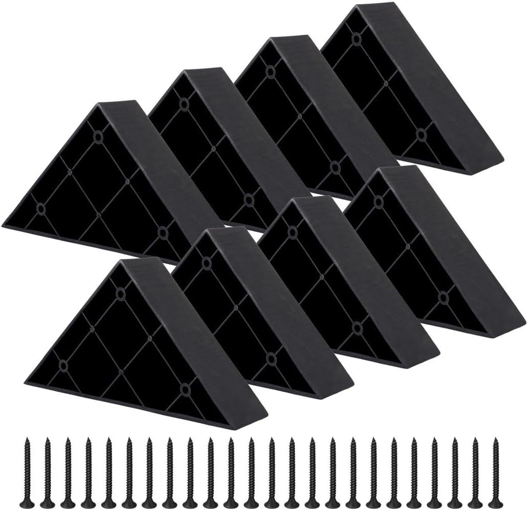 8pcs Couch Legs Replacement Plastic Triangle Corner Sofa Bla